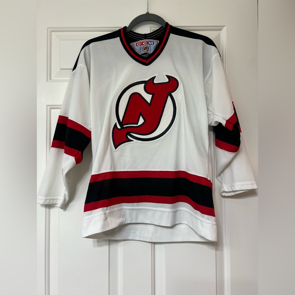 Vintage 90s NHL New Jersey Devils White Youth Hockey Jersey L / XL